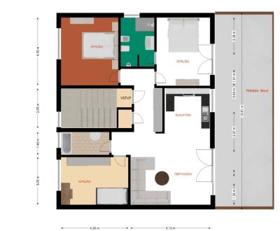 Veľkometrážny 4 izbový byt s veľkou terasou a parkovacím miestom