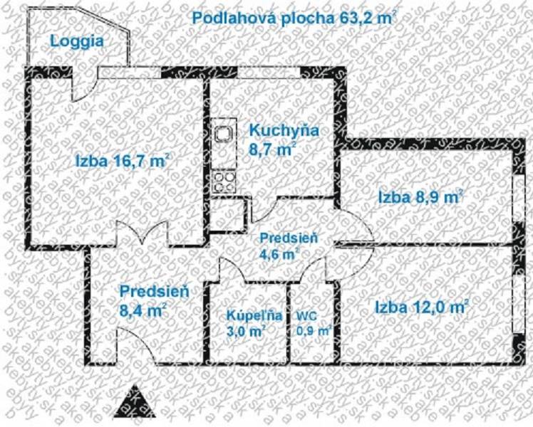 pôdorys 3 izb. byt  J. Smreka 11, Bratislava - Devínska Nová Ves..jpg