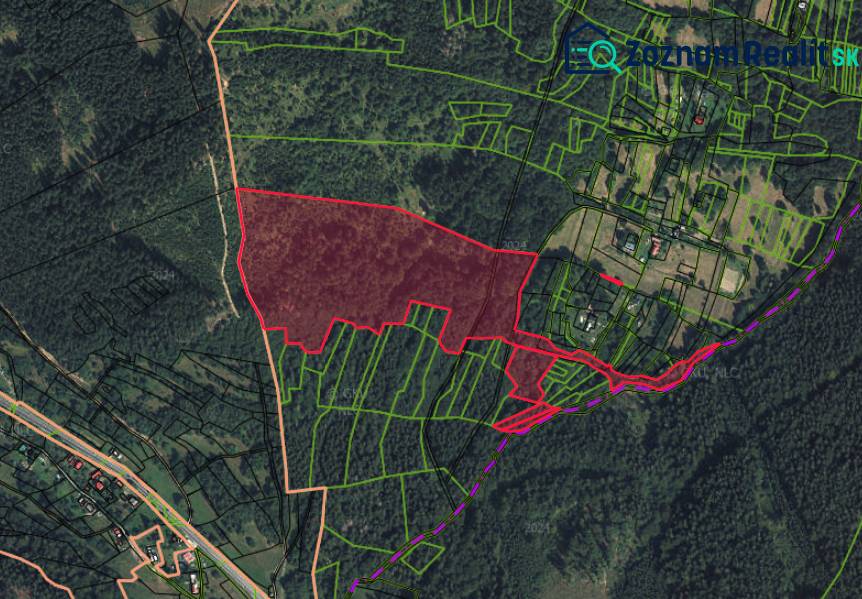 Aerial view of agricultural and forest land near Vysoká nad Kysucou.
