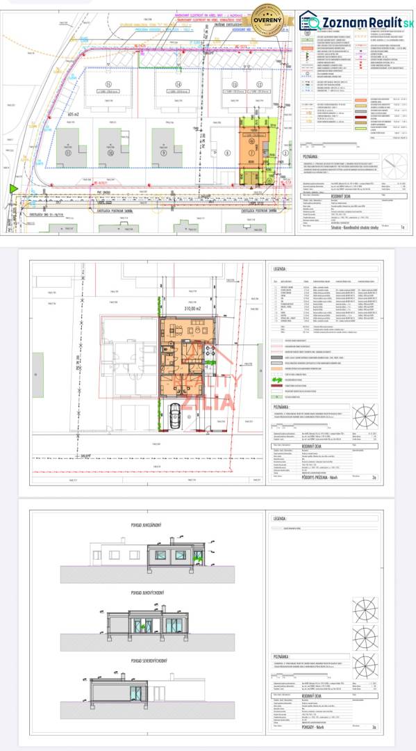 Project documentation for a family house on Ivana Braunera Street in Nitra, including floor plan and sections.