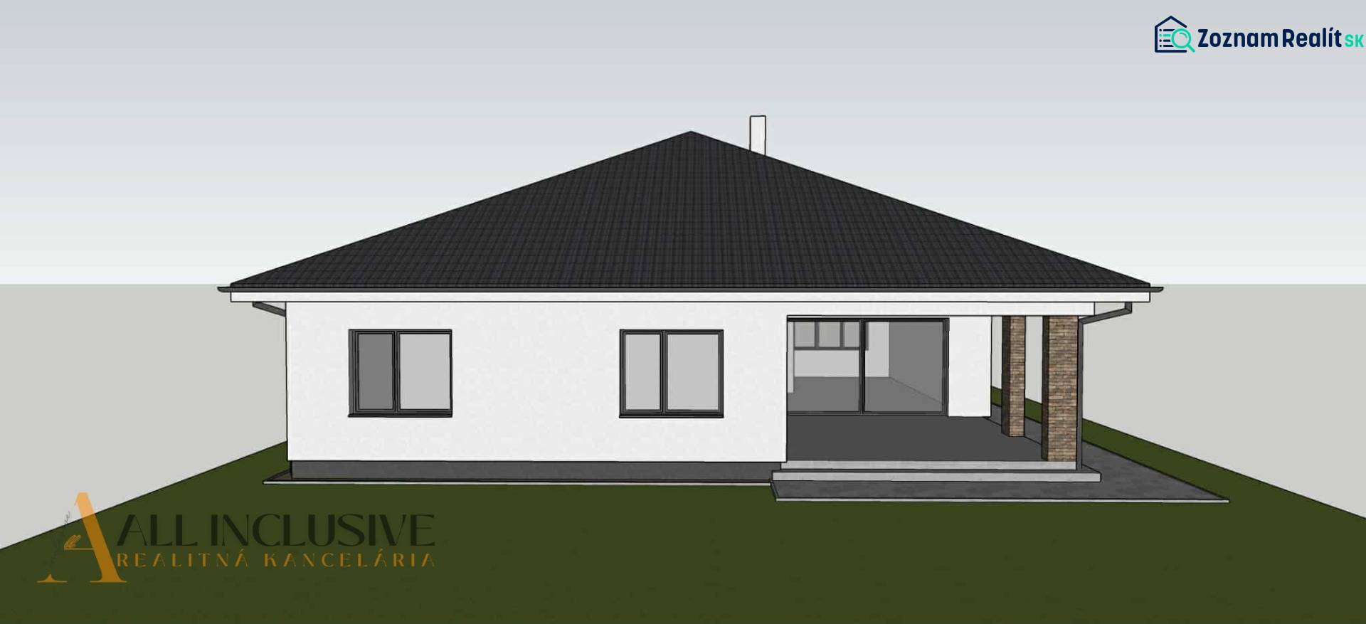 A family house in Bajč with a white facade and a structured roof.