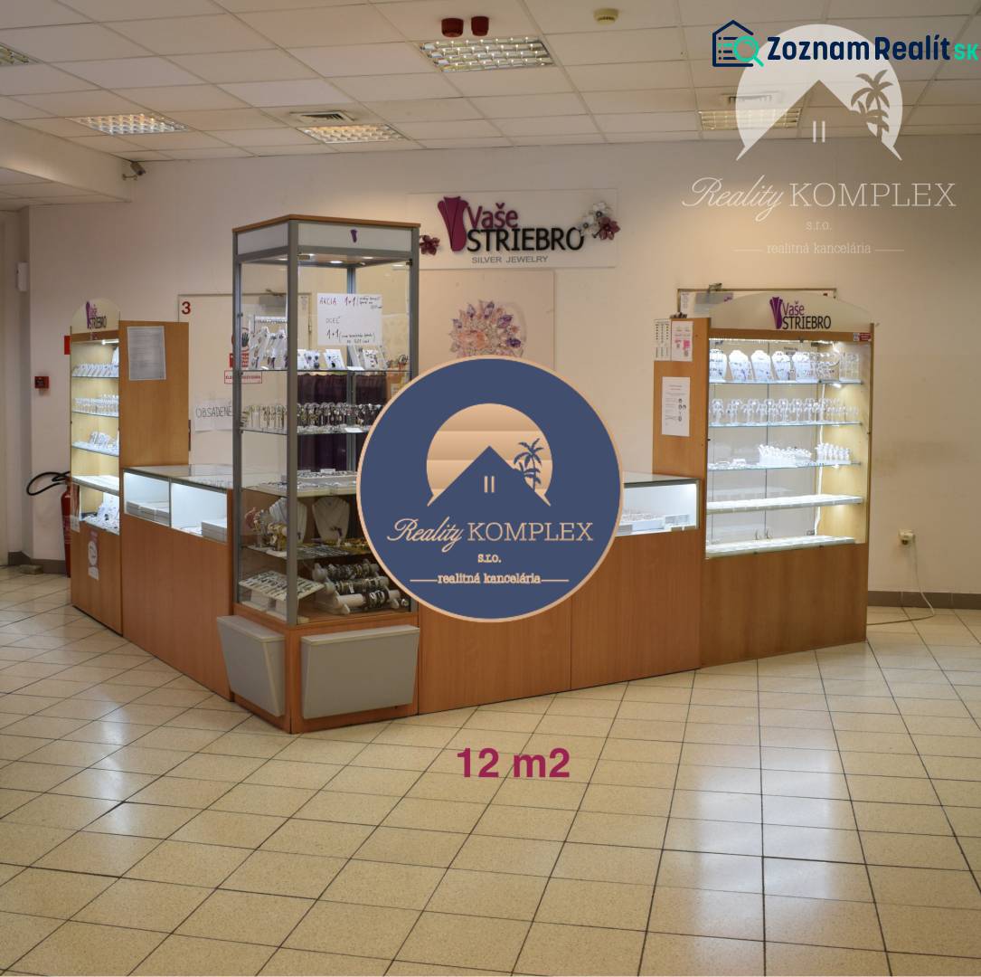 The commercial spaces offer jewelry, display cases line the space with lights.