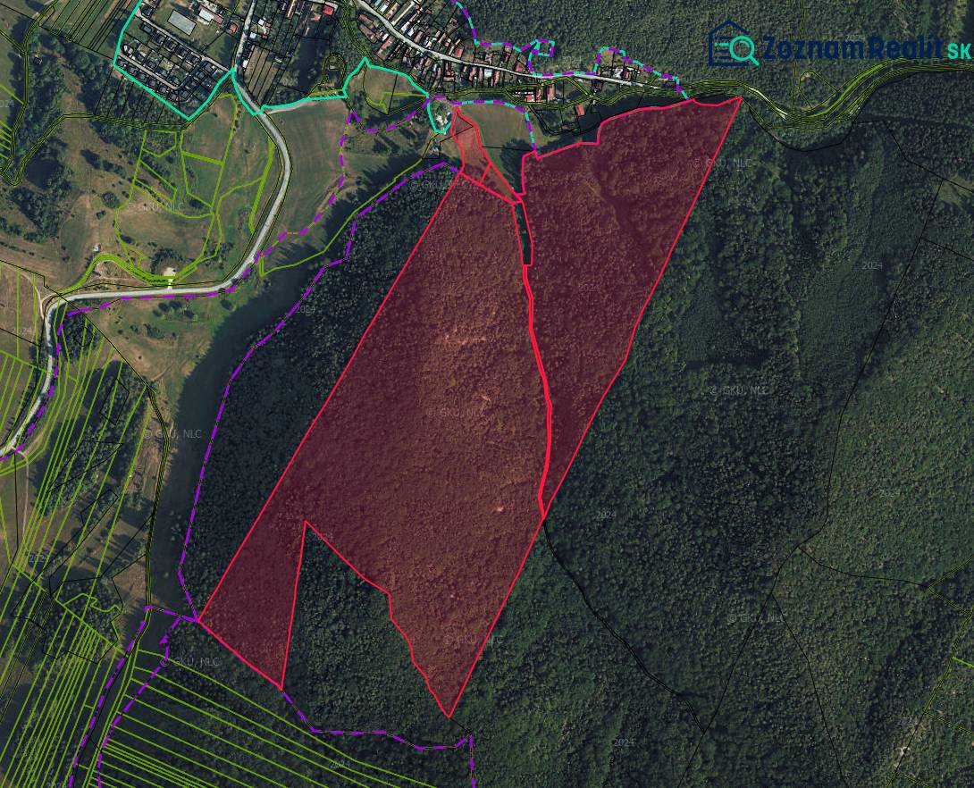 A shot from the Necpaly area shows forest lands with marked boundaries and infrastructure.