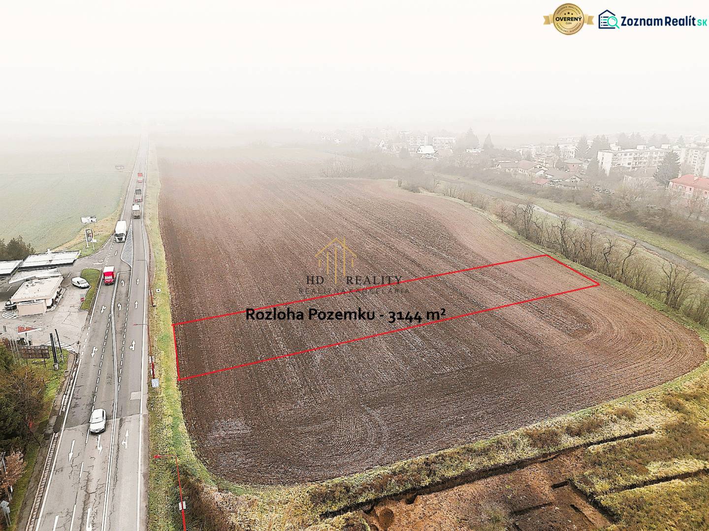 Commercial plots in Dudince, next to the road, size 3144 m², ideal for investment.