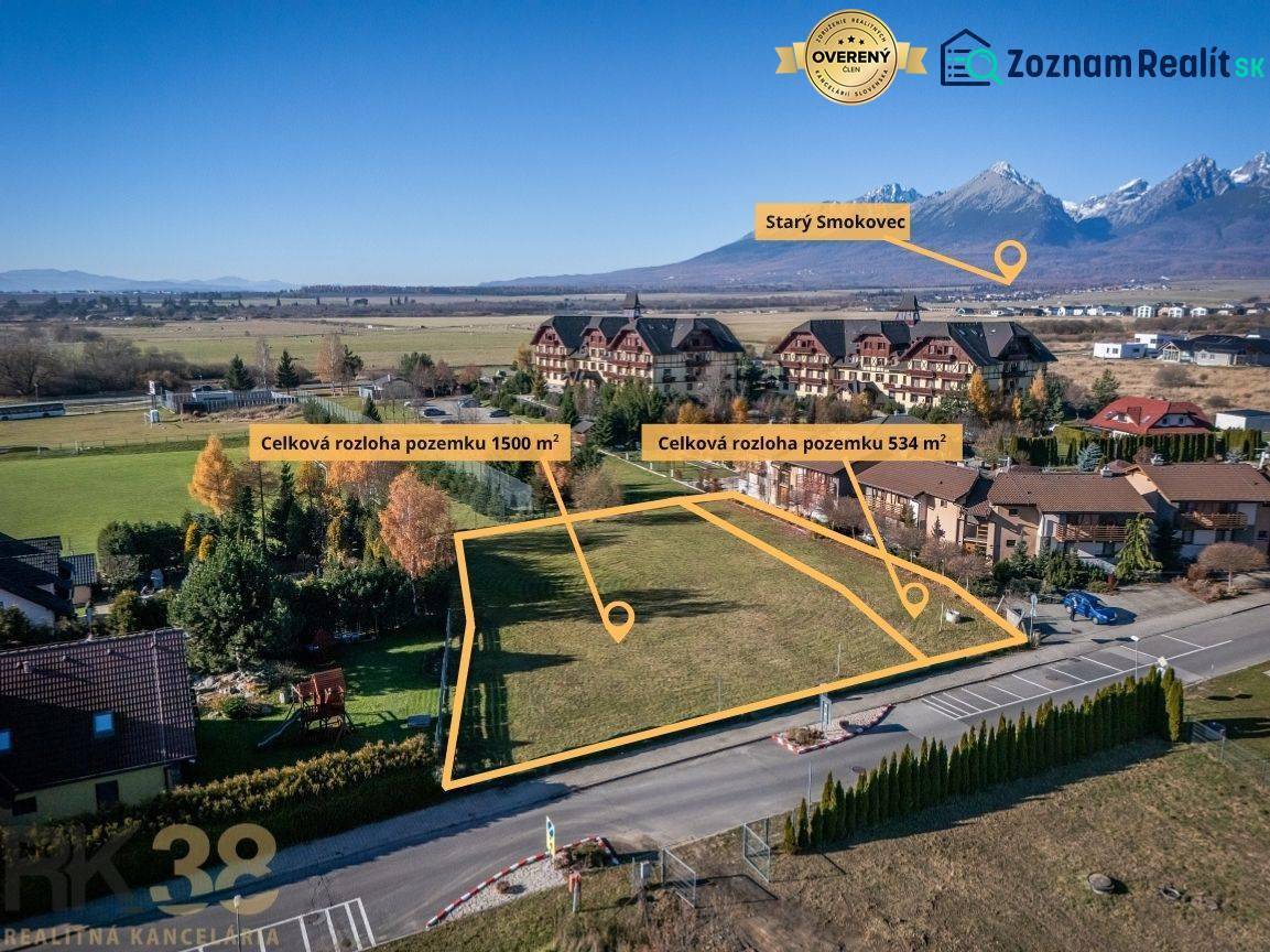 Residential plots in Veľká Lomnica with a view of the High Tatras.