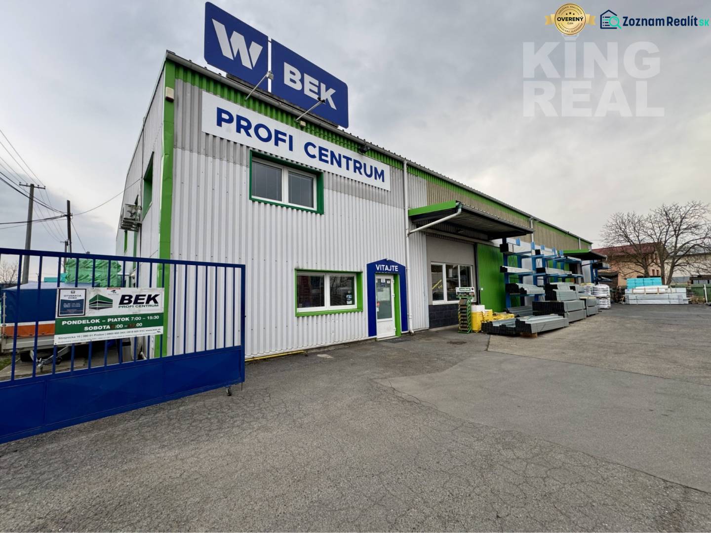 Commercial premises at Strojnická 10 in Ľubotice with the logo 