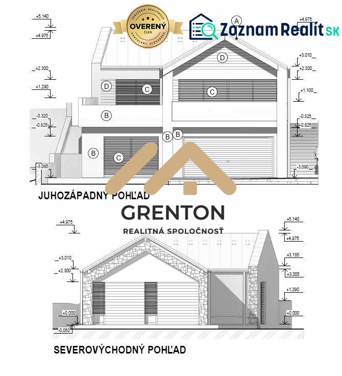 Building design proposal for the area Land - Housing with two view representations.