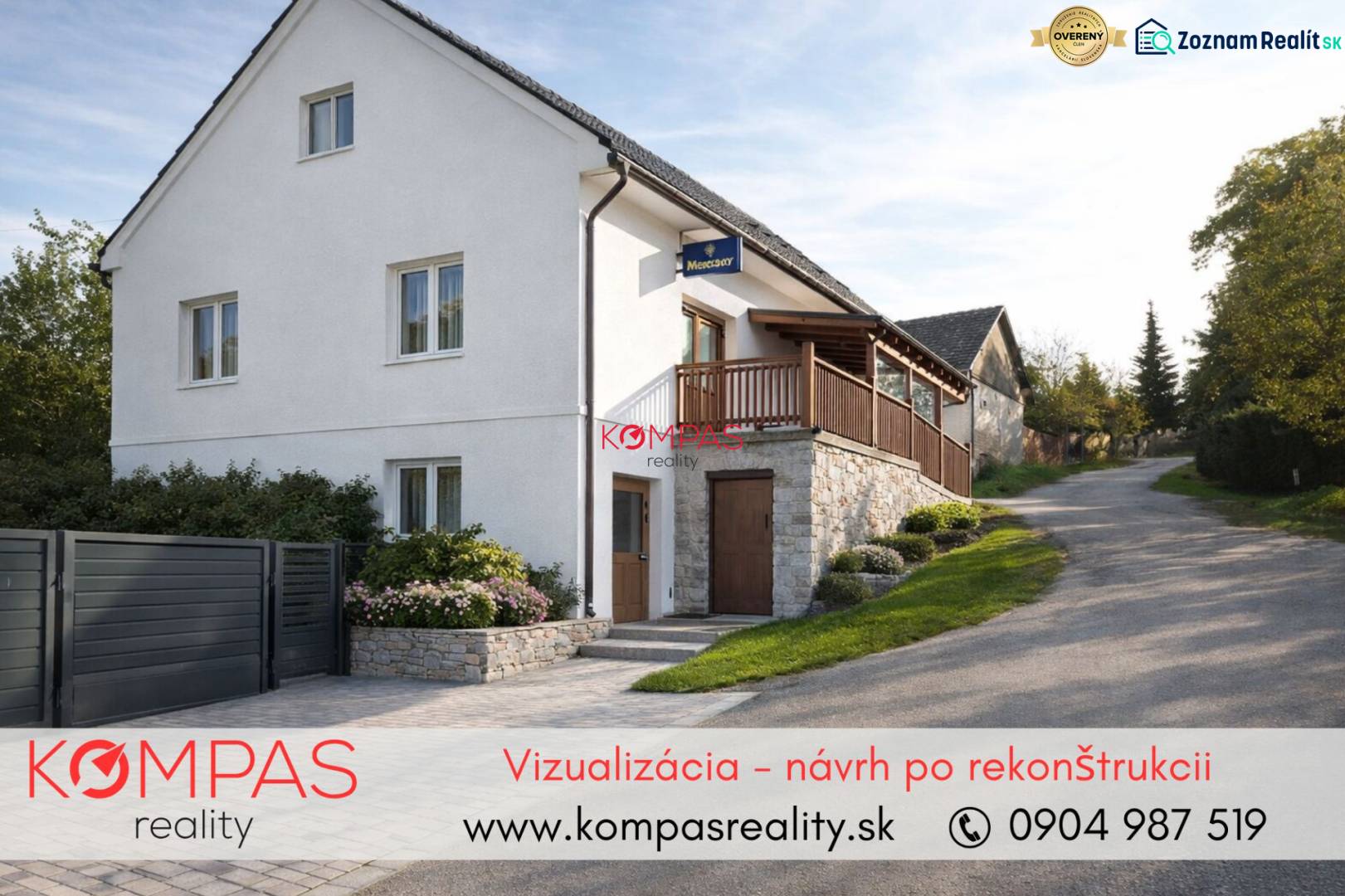 White house with stone details and garden, Vígľašská Huta-Kalinka, commercial premises.