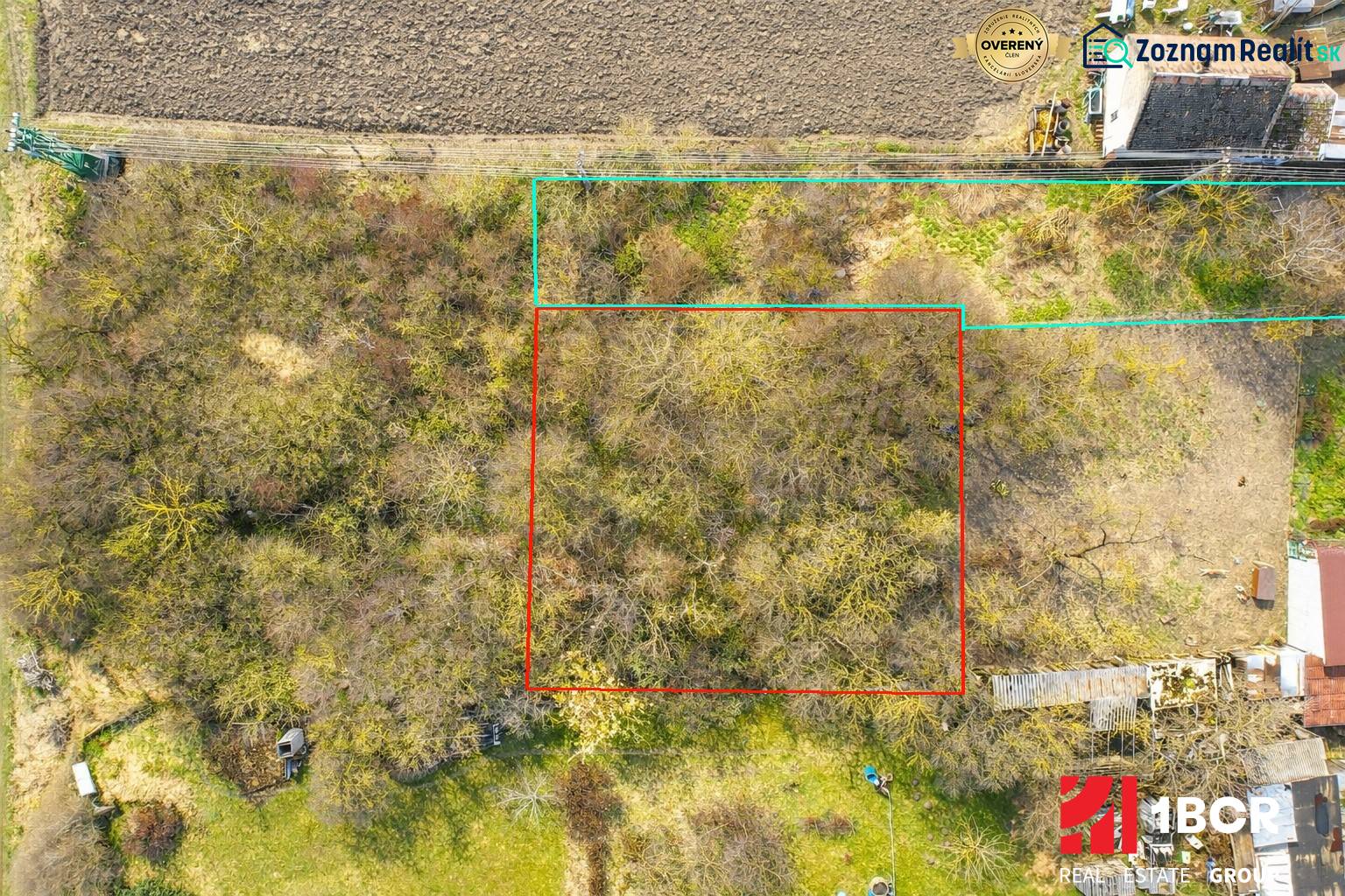 Aerial view of residential plots in Malé Paka, Veľká Paka.