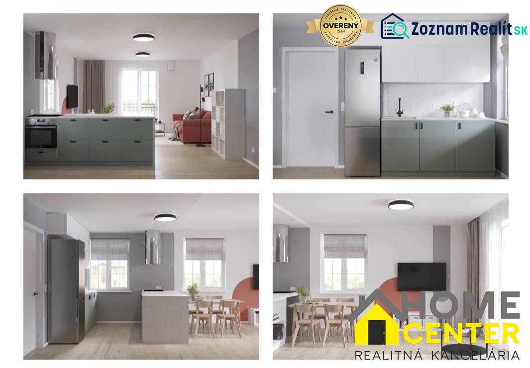 Bright kitchen with a dining table in a 2-room apartment, floor with wood decor.