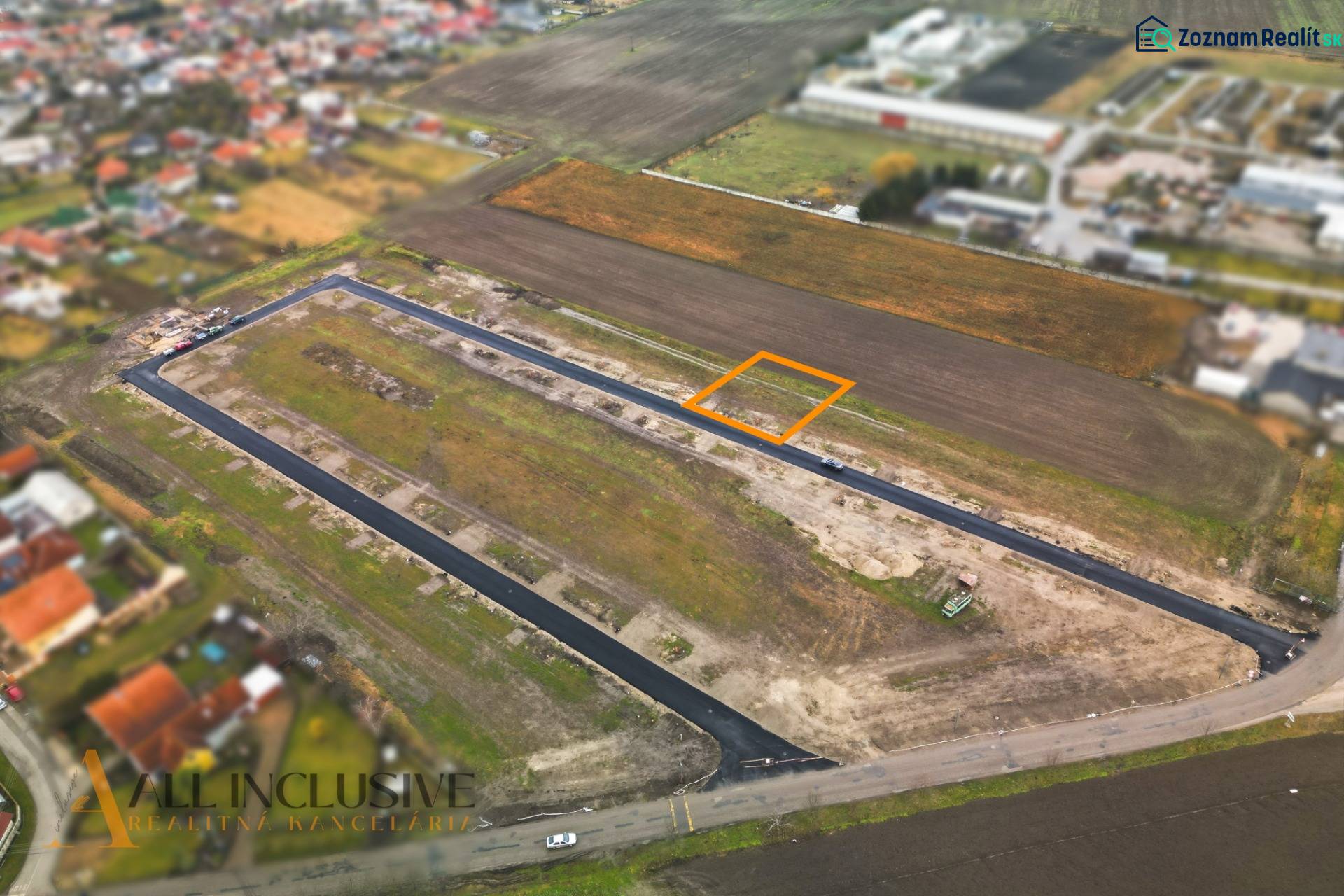 Aerial view of residential plots in Kostolné Kračany, Amadeho Kračany area.
