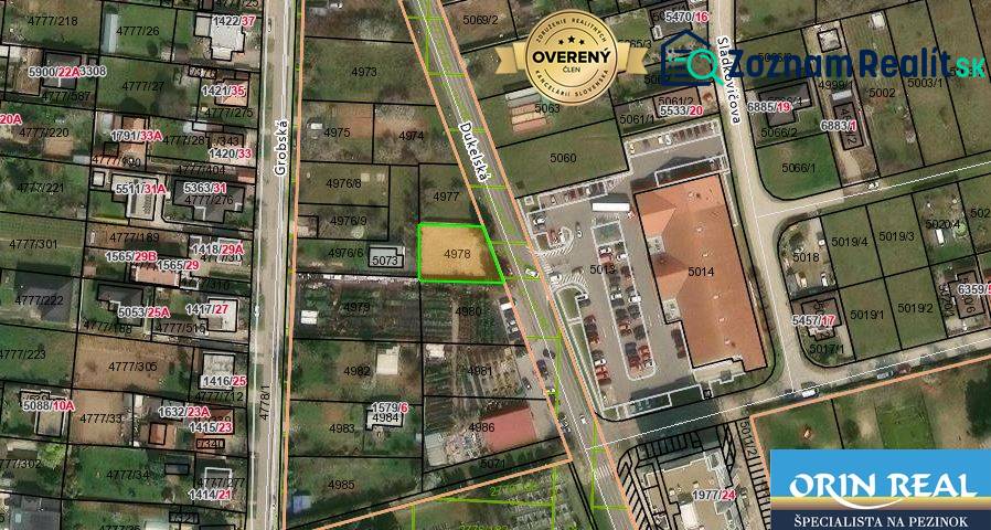 Aerial view of commercial land on Dukelská Street in Bernolákovo.