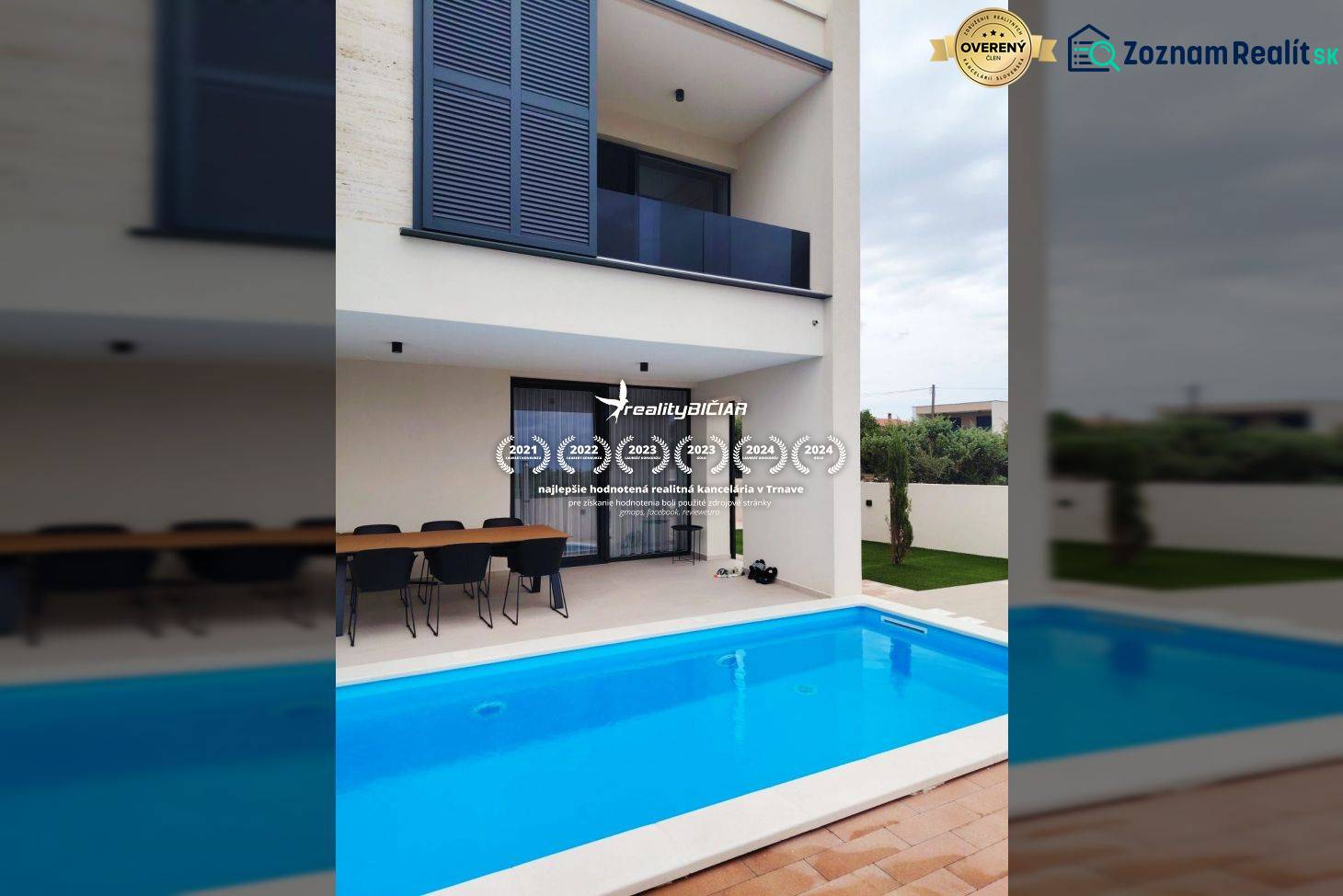 A family house on Mulo Street in Vrsi with a pool and a dining terrace.