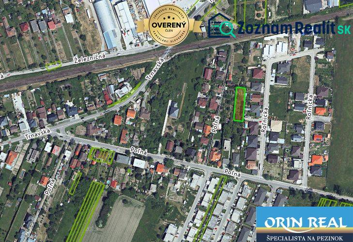 Aerial view of residential plots in the area of Polná Street, Bernolákovo.