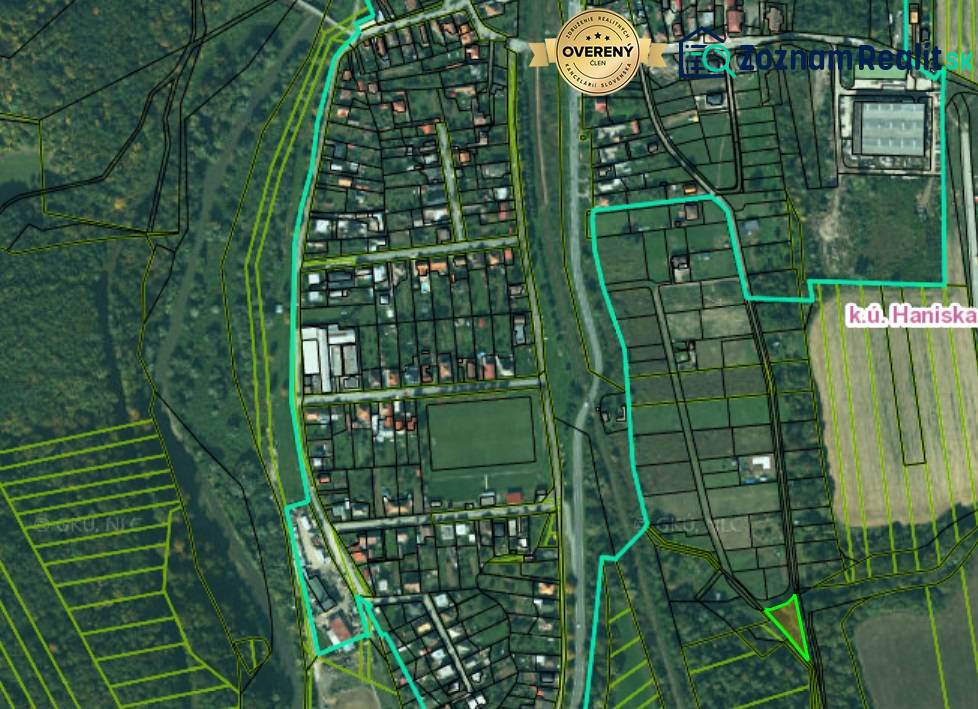 Aerial view of land parceling for housing in the village of Haniska.