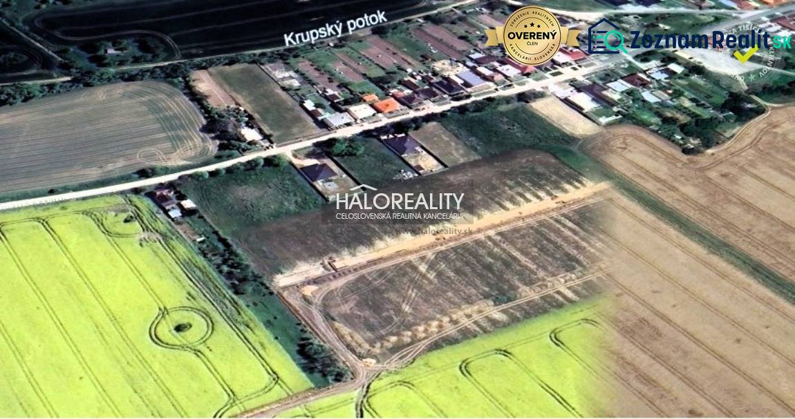 Aerial view of plots in Horná Krupá, suitable for living in a natural environment.