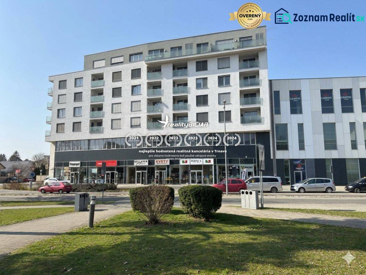 The building of special properties on Nitrianska Street 755 in Piešťany with greenery.