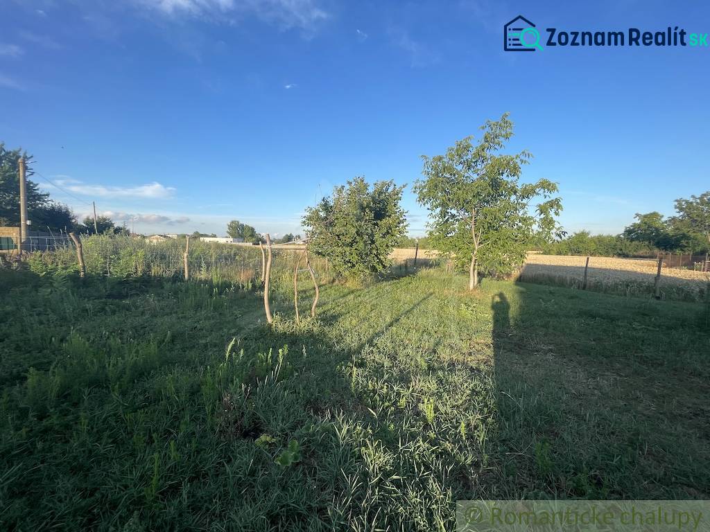 Gardens in Jatov with grassy areas, trees, and a wooden fence under a blue sky.