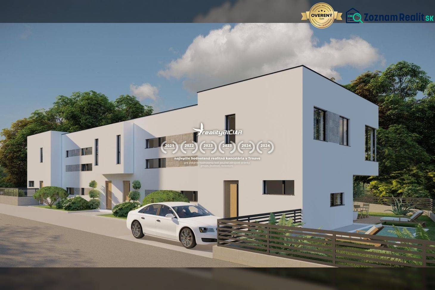 A family house in the city of Nin on Nin Street with a white facade and a modern car in front of it.