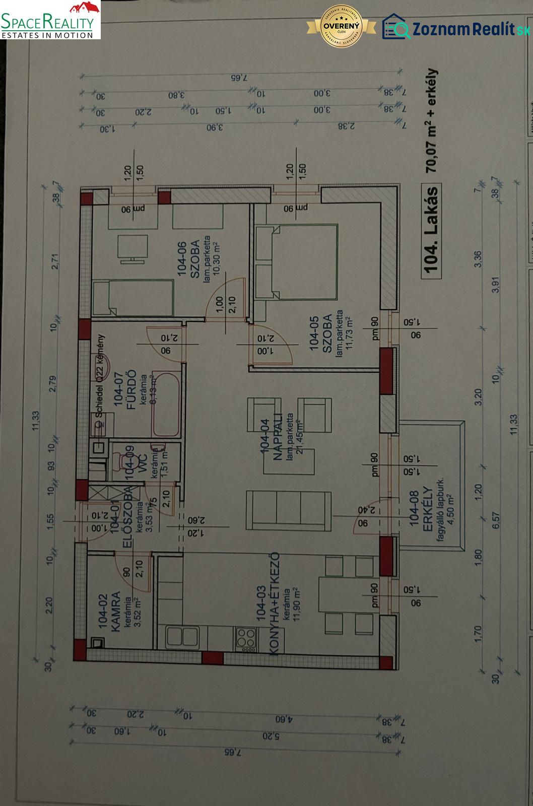 Floor plan of a 2-room apartment with a kitchen, living room, bedroom, and balcony.
