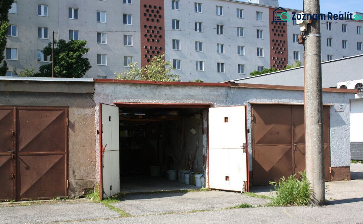 Garages on Varšavská Street in Bratislava - Nové Mesto, near apartment buildings.