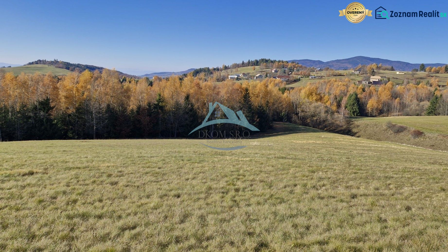 Autumn trees and meadow in Detvianska Huta suitable for residential land.