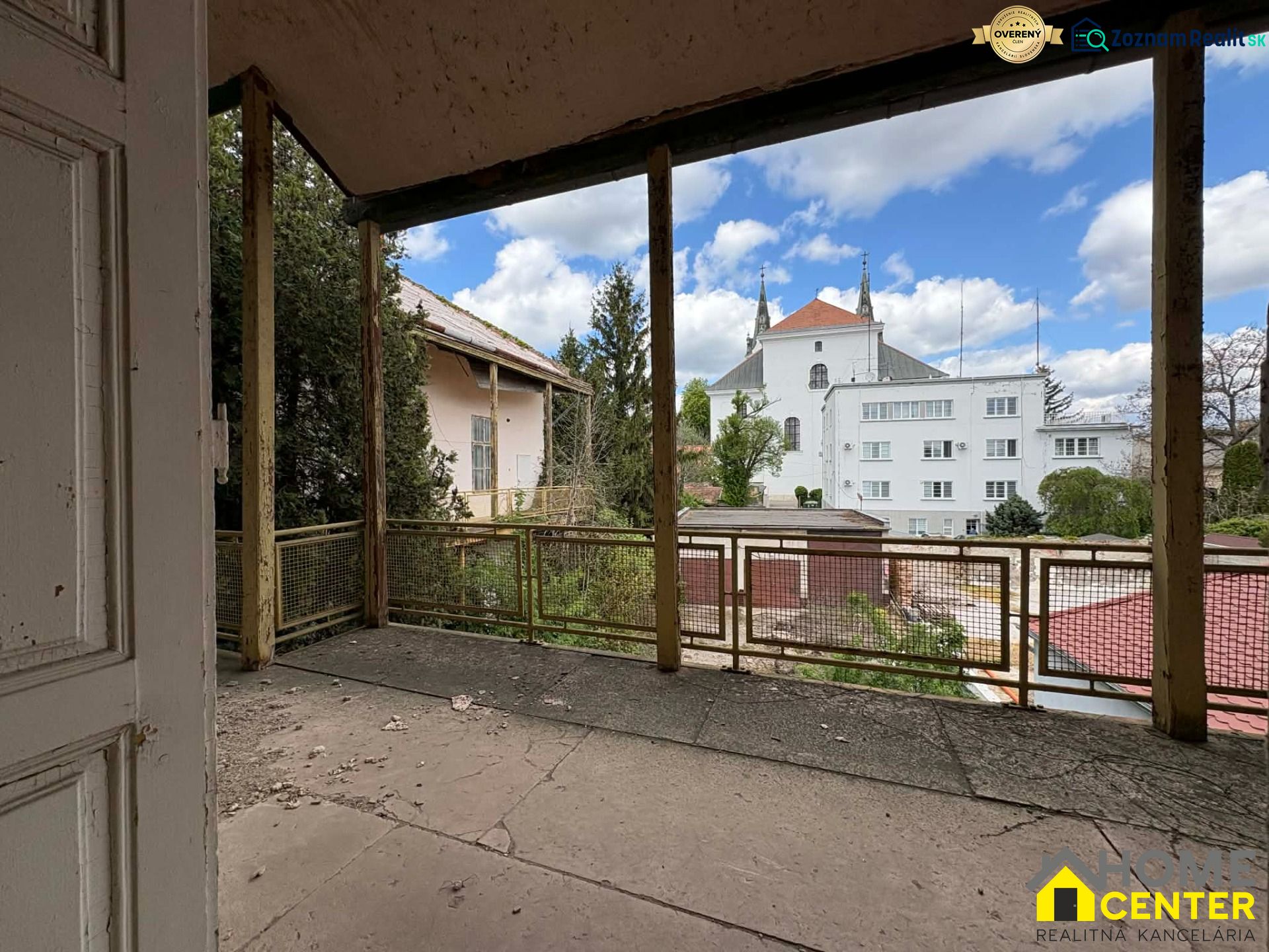 View from an older balcony in Komárno on peculiar properties and exterior.