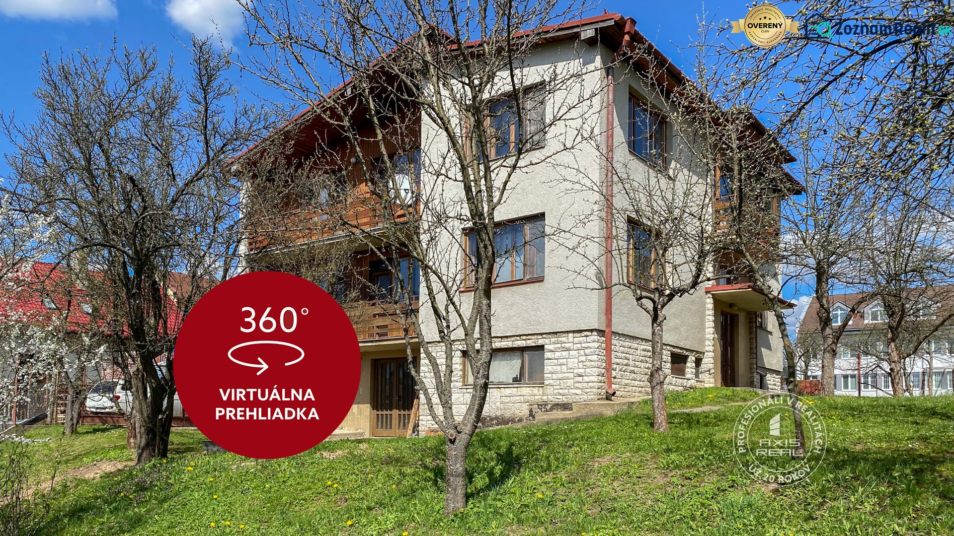 A family house in Stará Ľubovňa on 17. novembra Street, surrounded by trees and lawn.