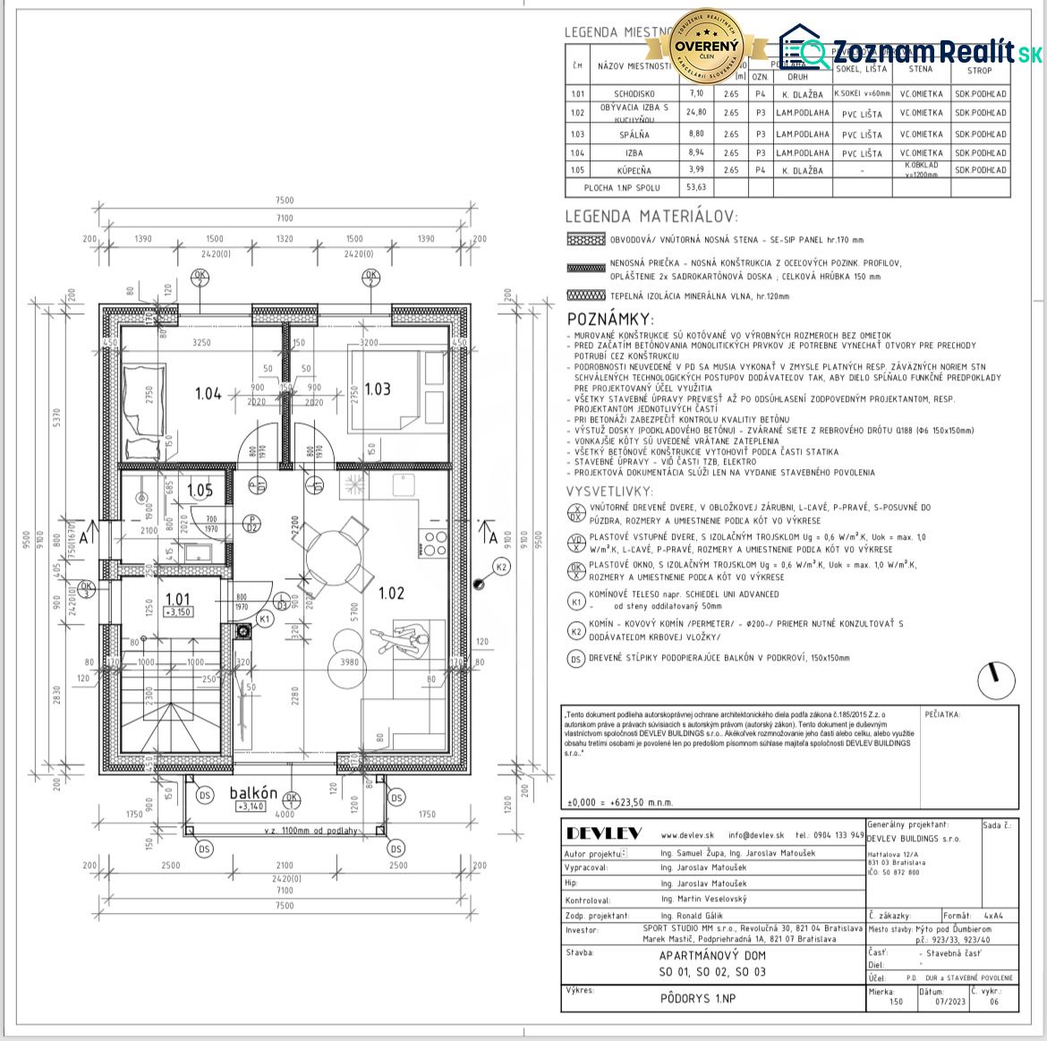 Architectural floor plan for a recreational apartment with a bedroom, kitchen, bathroom, and balcony access.