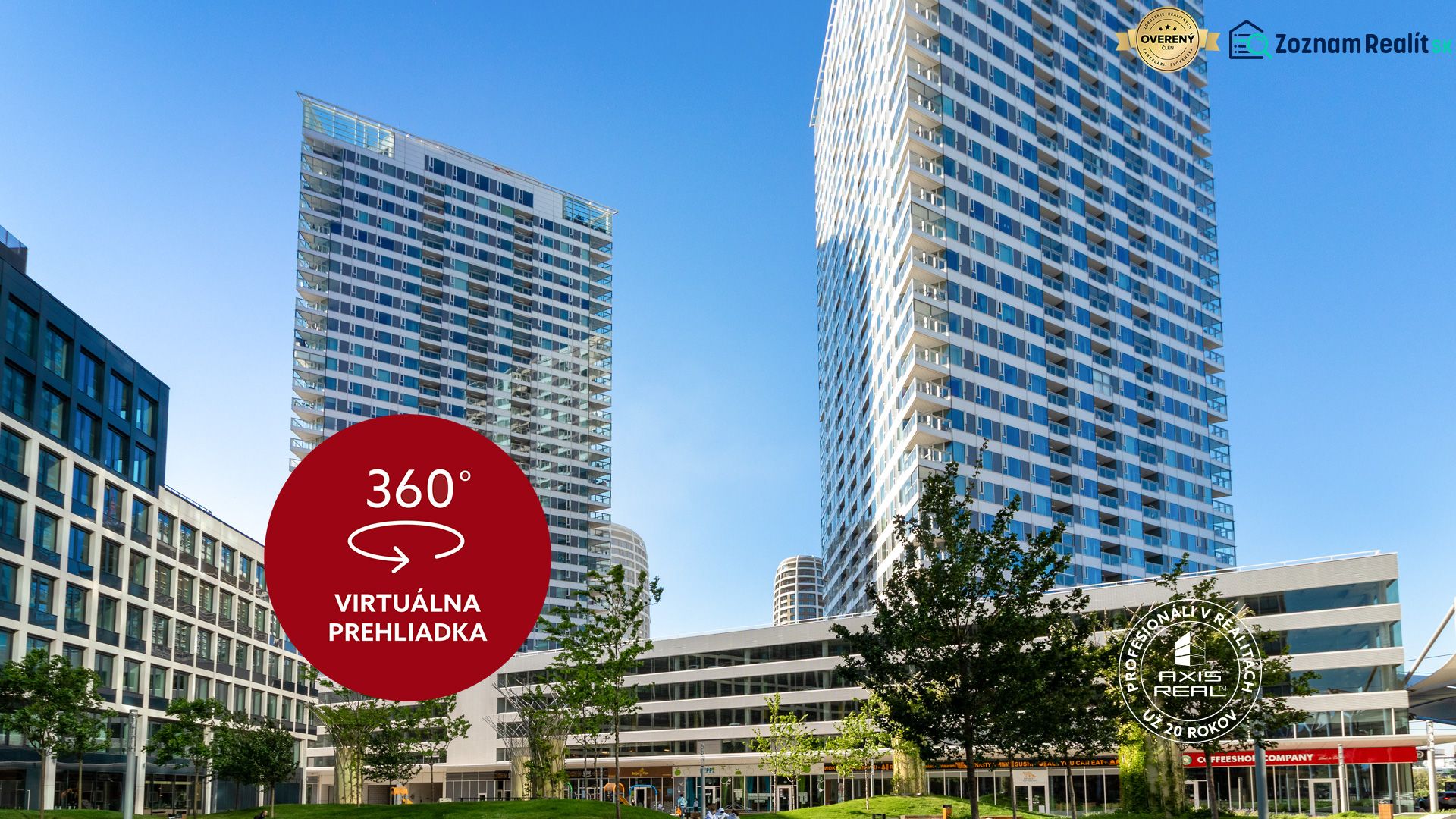 High-rise buildings on Landererova Street in Bratislava offer modern living with a virtual tour.