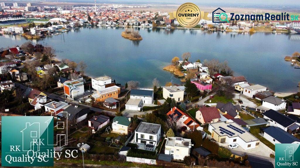 Aerial view of family houses near the Sunny Lakes South in Senec.