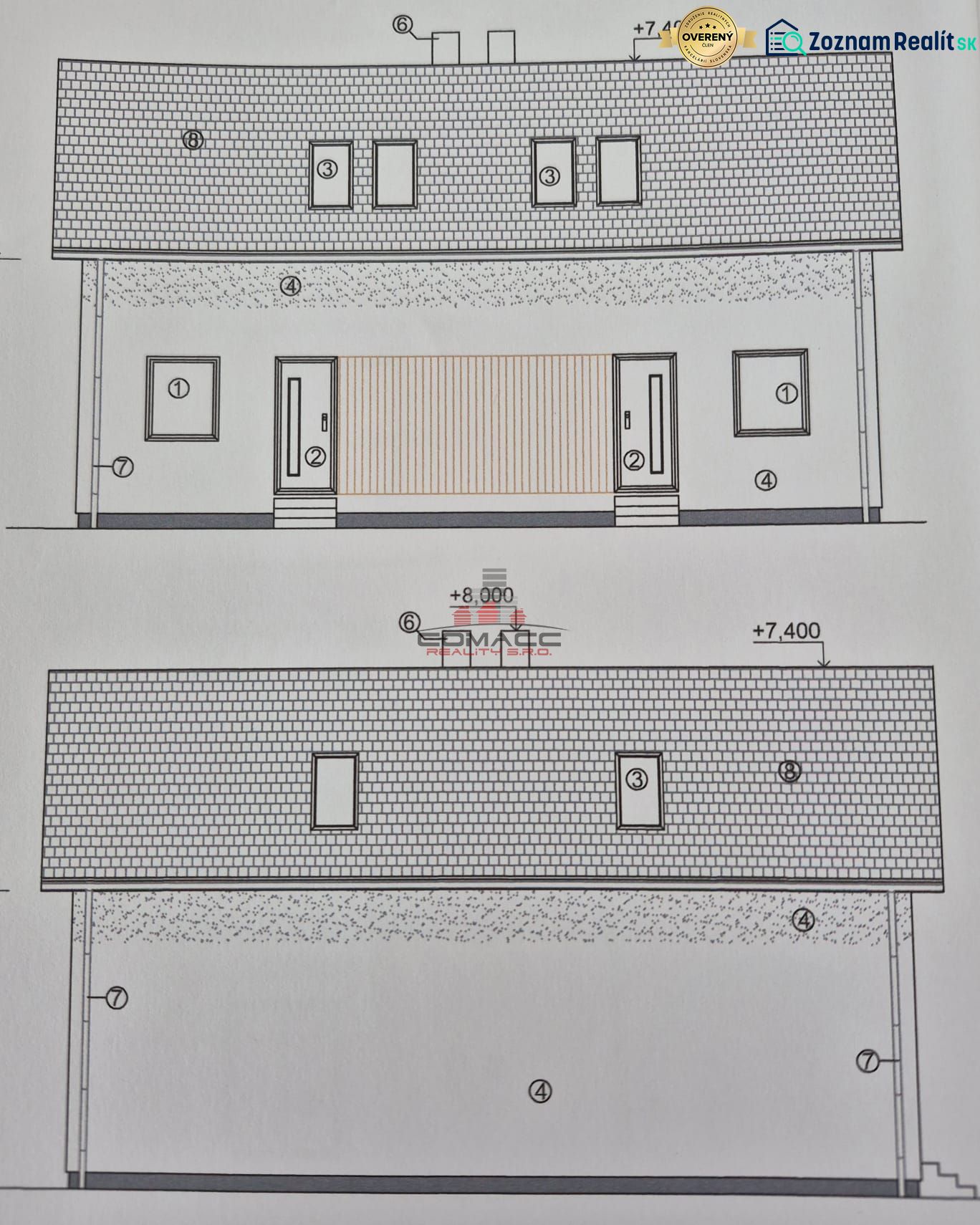 Project of a family house in Sasinkovo on Sasinkovo Street with a simple roof structure.
