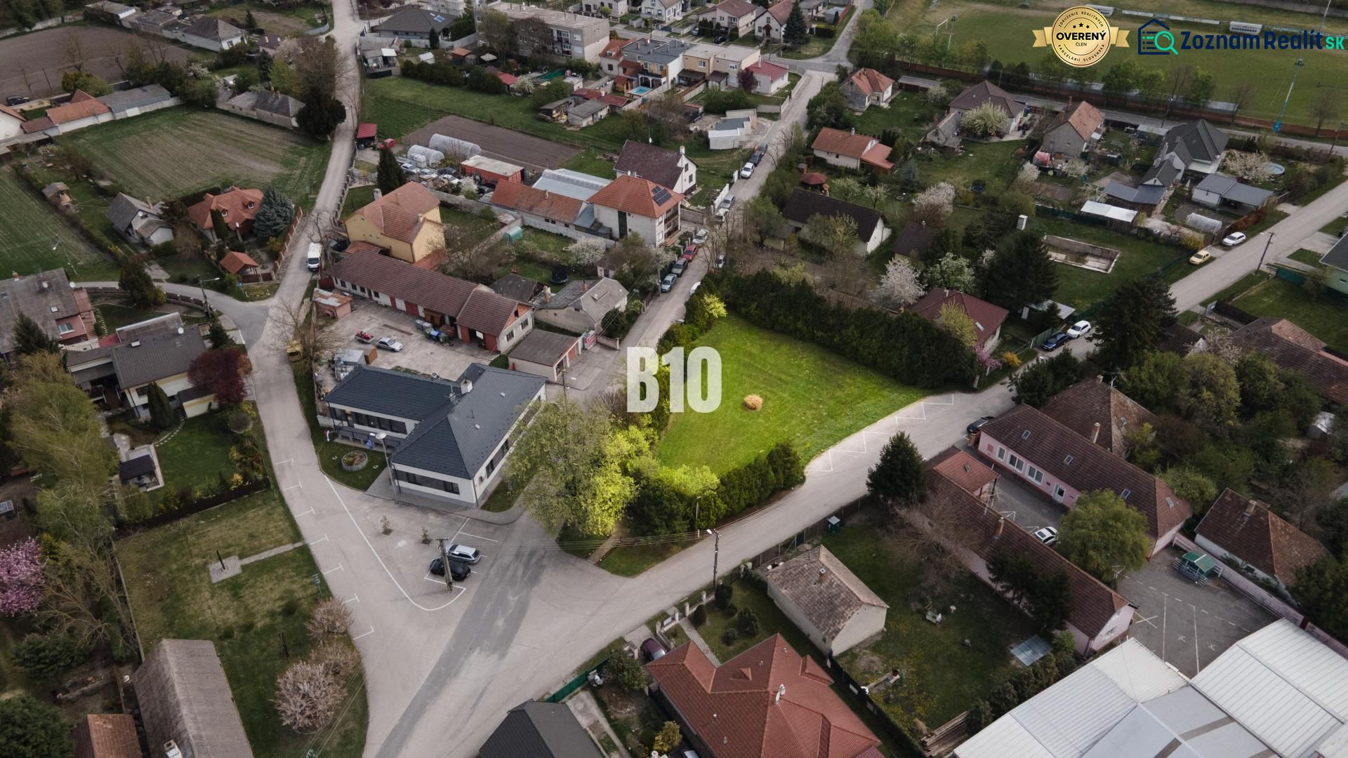 Aerial view of an area suitable for residential plots in Kráľovičove Kračany.