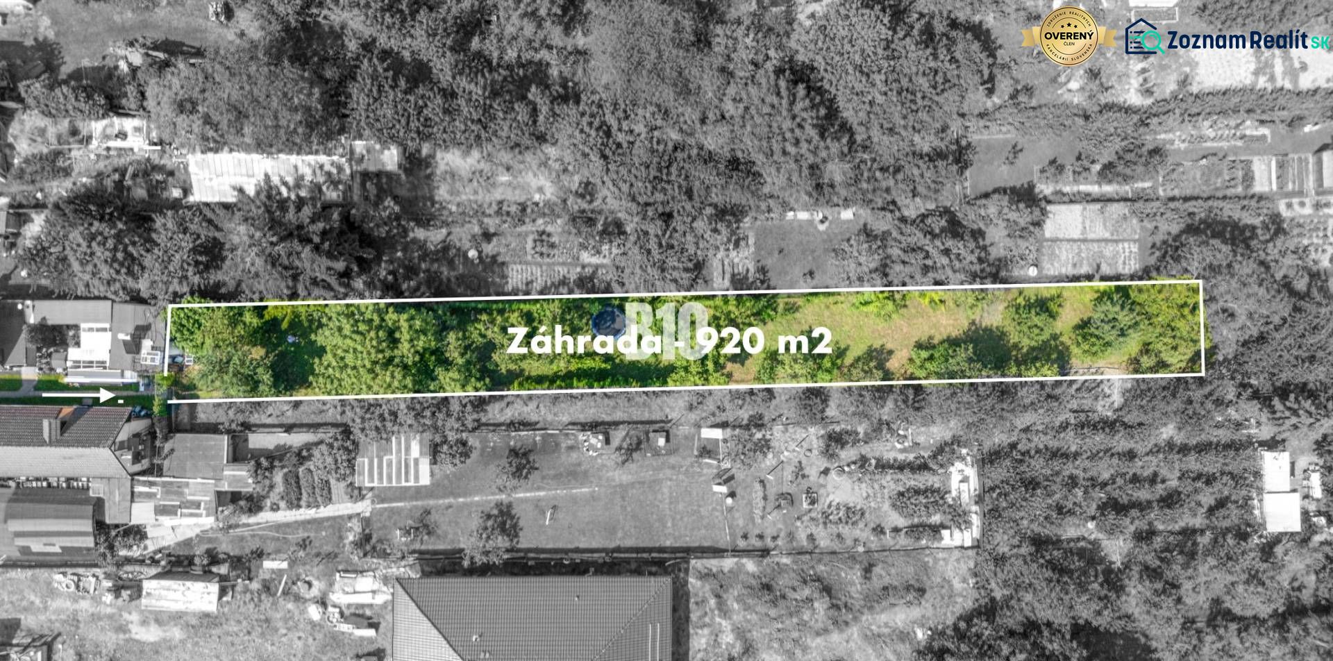 Aerial view of a garden with an area of 920 m², Land - residential, Jadranská, Bratislava IV.