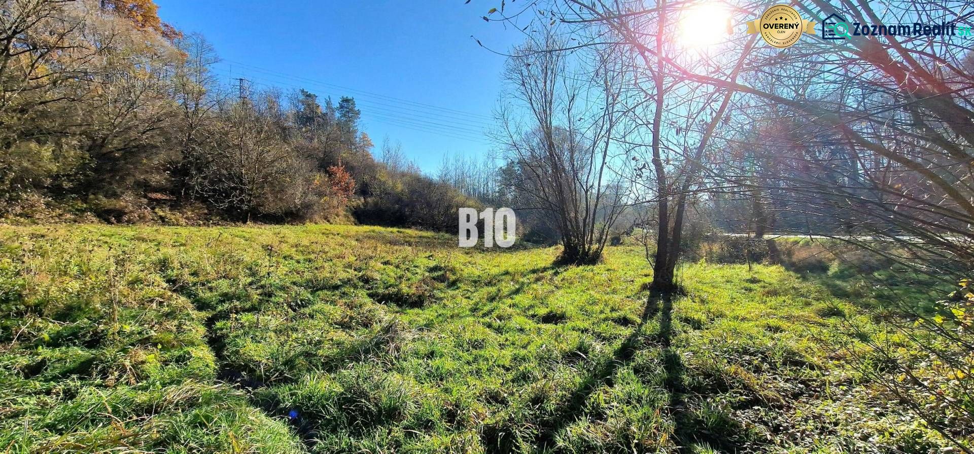 Sunny residential plot with grass and trees in Bytča, ideal for nature lovers.