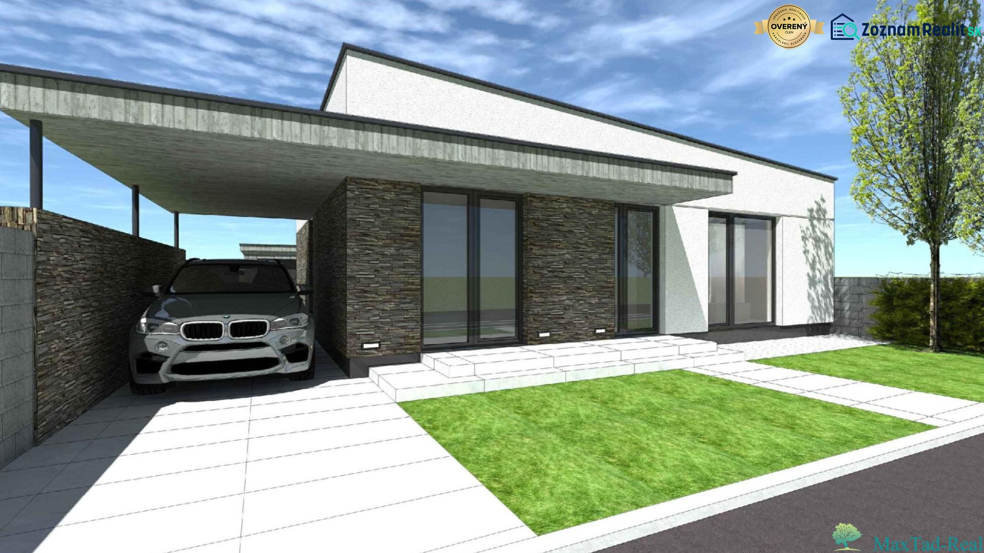 A family house on Nábrežie J. M. Hurbana in Michalovce with a carport.