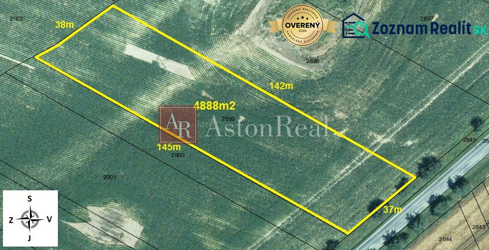 Land - housing in Svinej: Aerial view of a plot with an area of 4888 m².