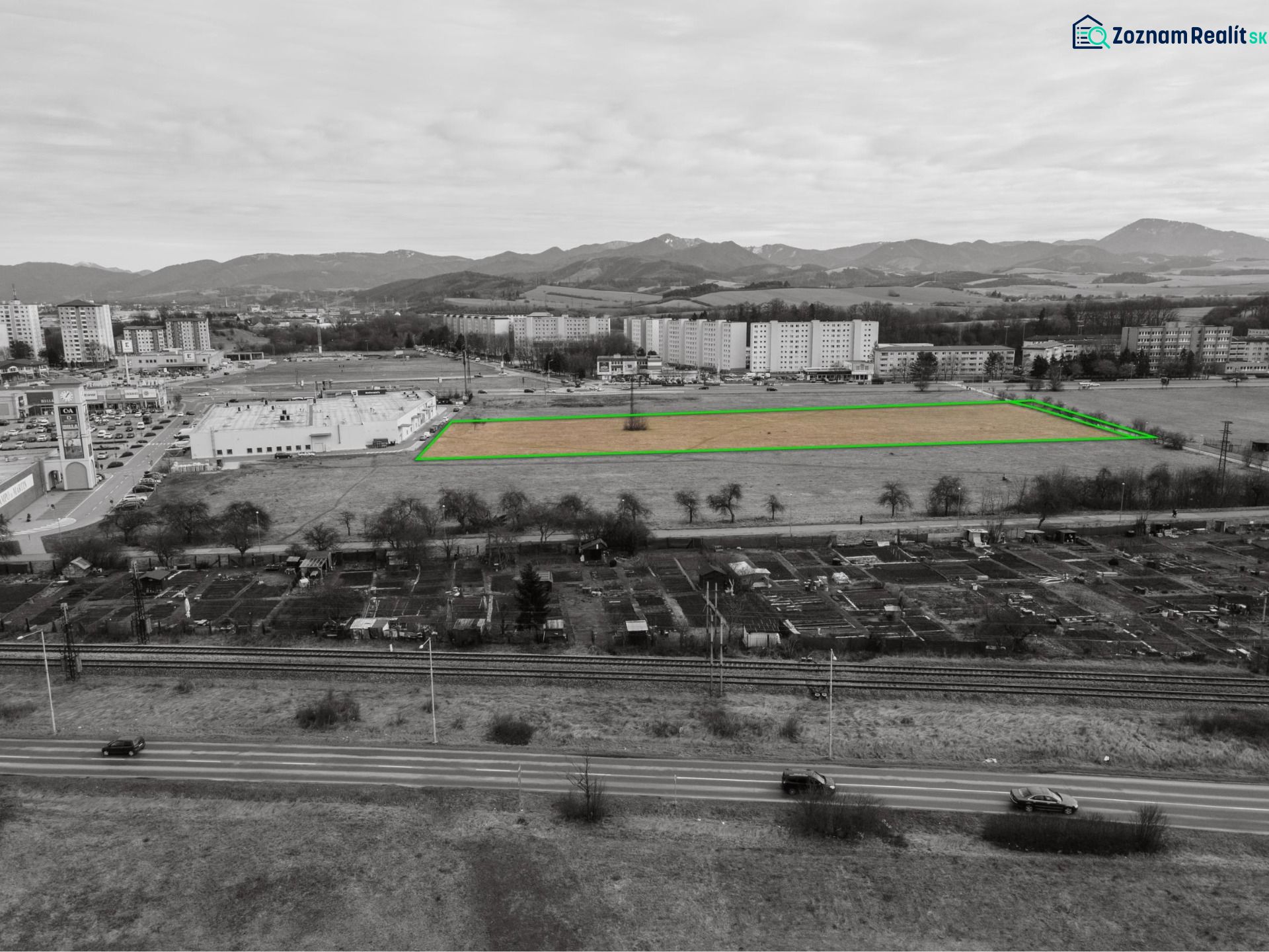 Panorama of development plots in Martin with views of the city and surroundings.