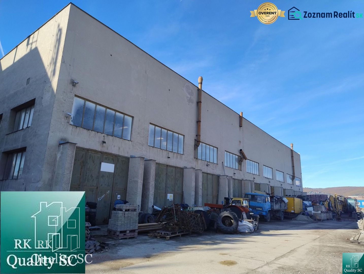 Warehouses and halls on Staviteľská Street in Bratislava III with an industrial area.