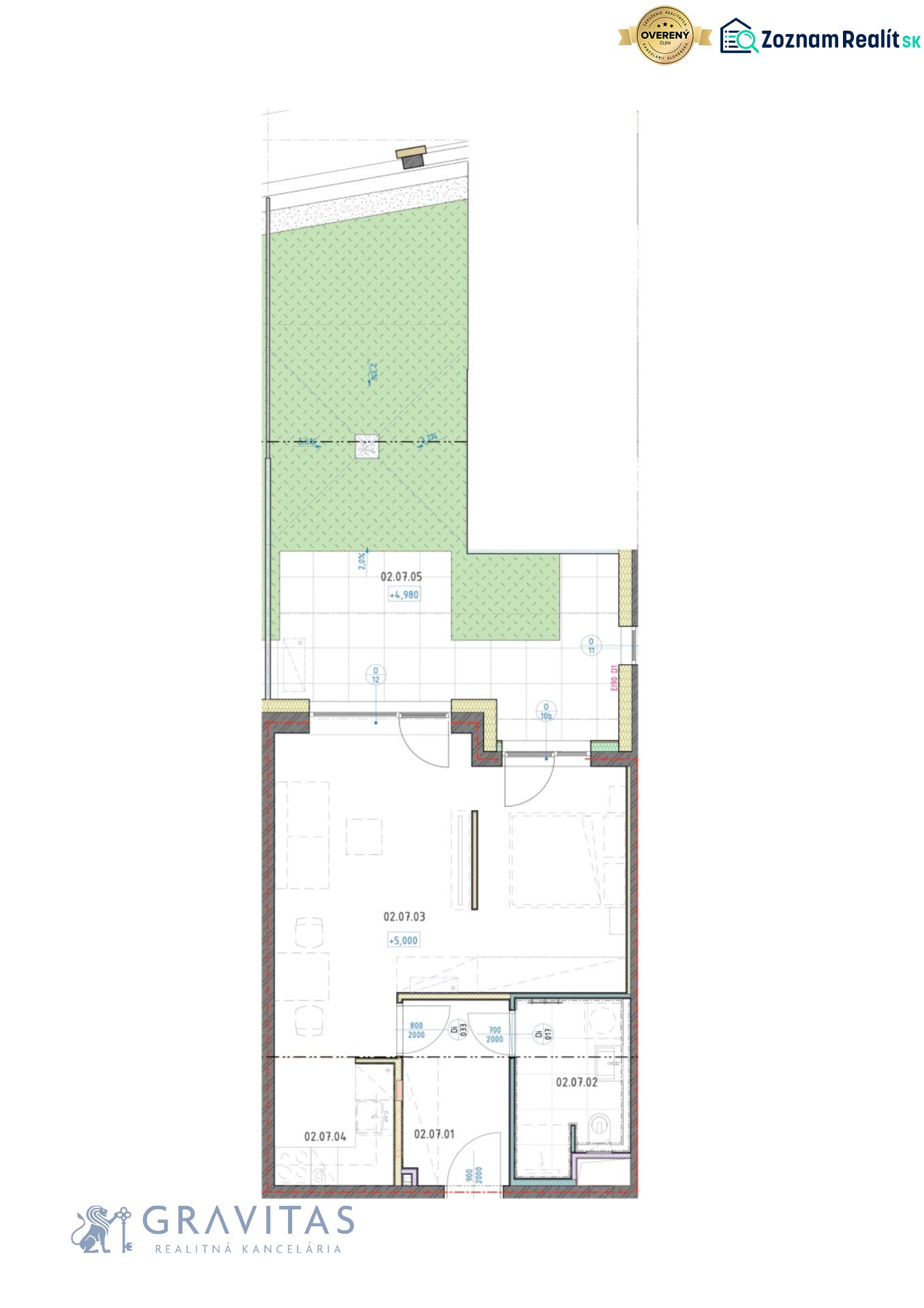 Pôdorys 1i apartmánu s predzáhradkou, východ, veža A, 2NP.jpg