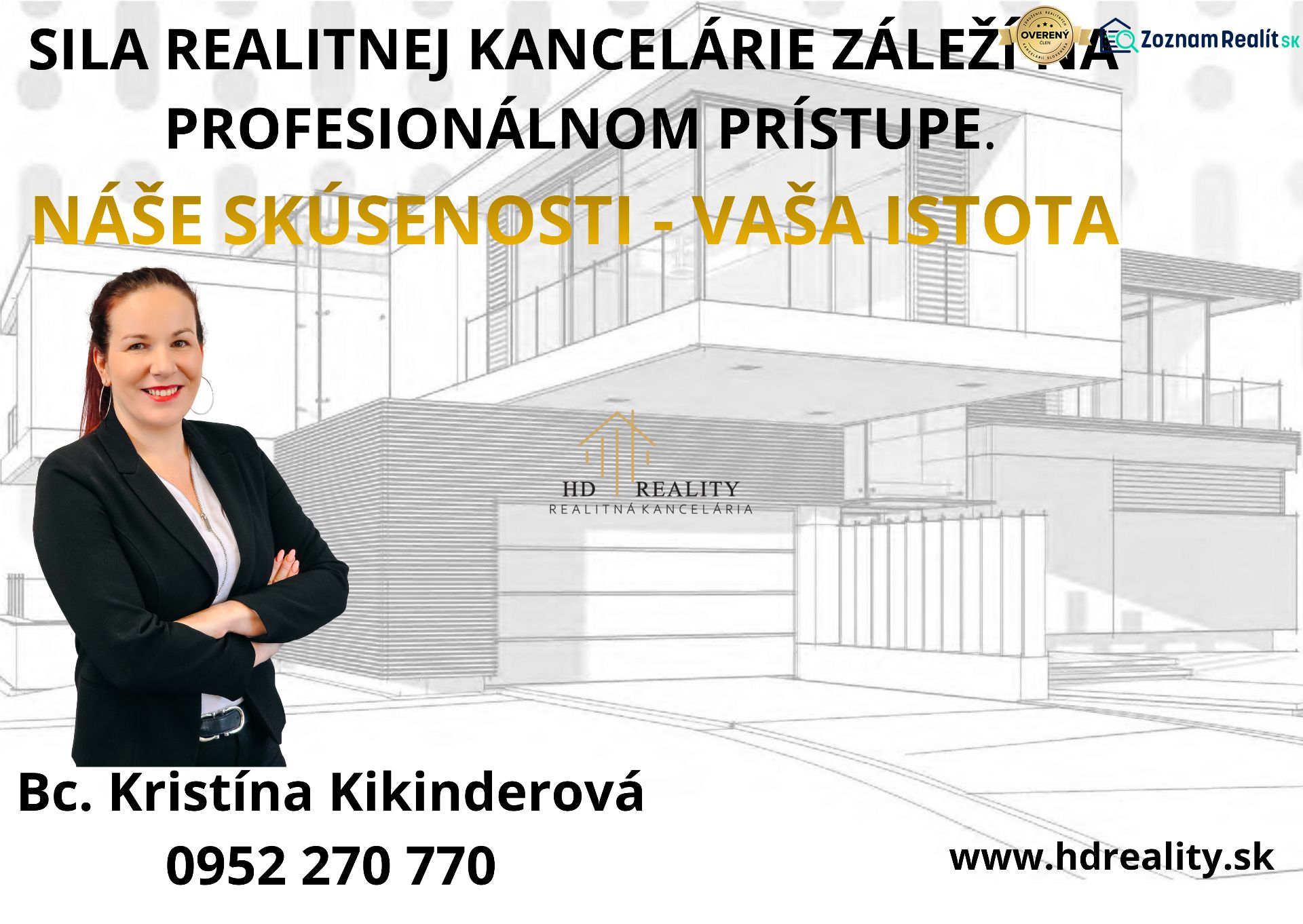A real estate agency advertisement presents professional services with an emphasis on experience and reliability.