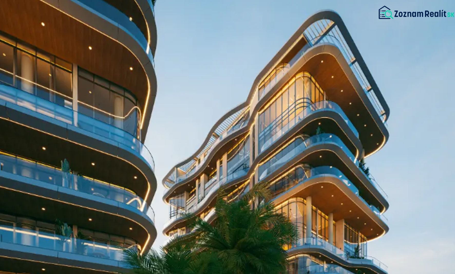Futuristic buildings with rounded balconies in Paje.