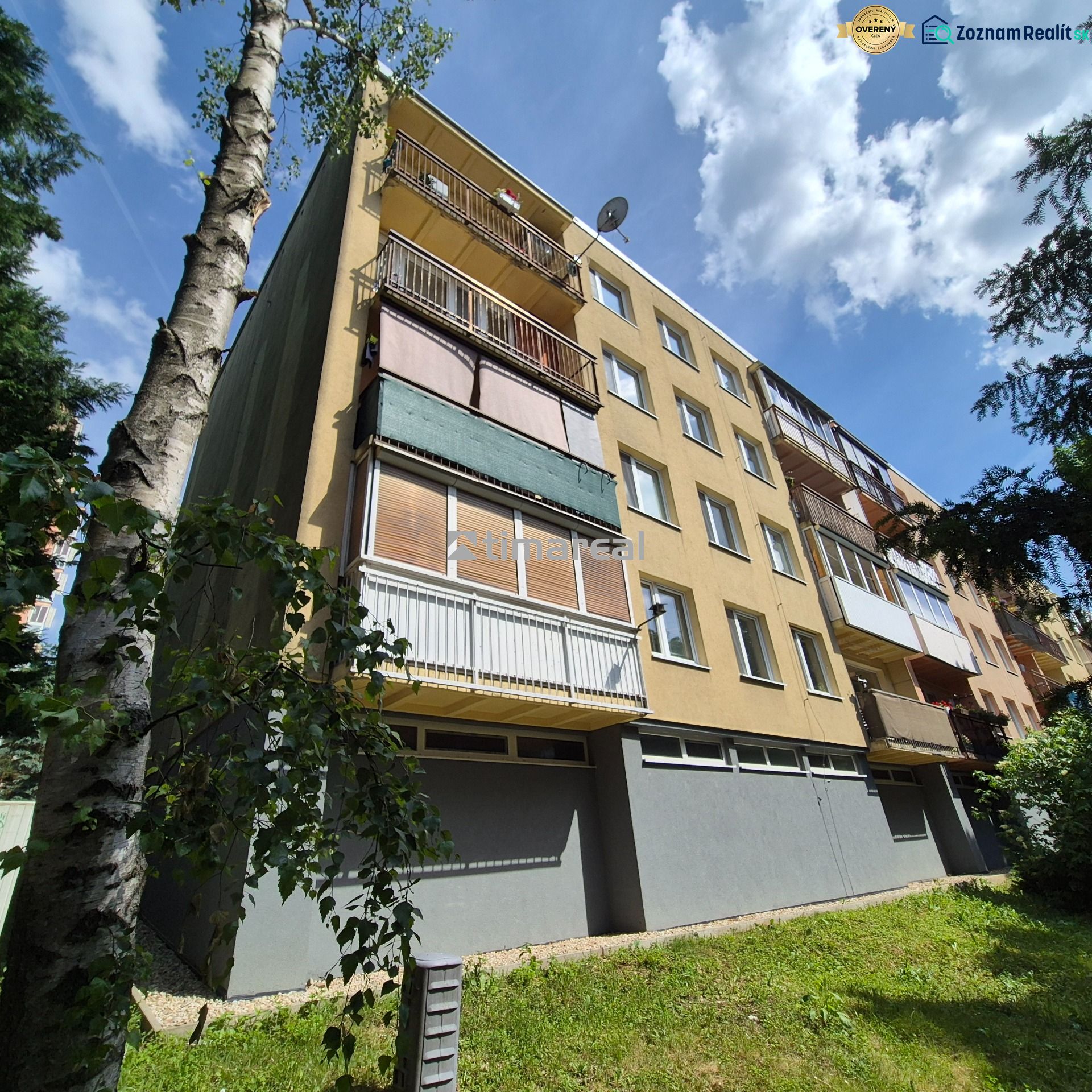 An apartment building in Myjava offering a 4-room apartment with balconies in a green environment.