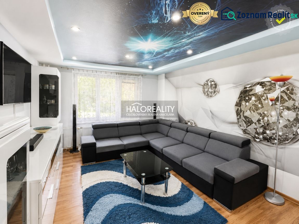 Living room in a studio apartment with a comfortable sofa, decorative ceiling, and floor with a wooden decor.