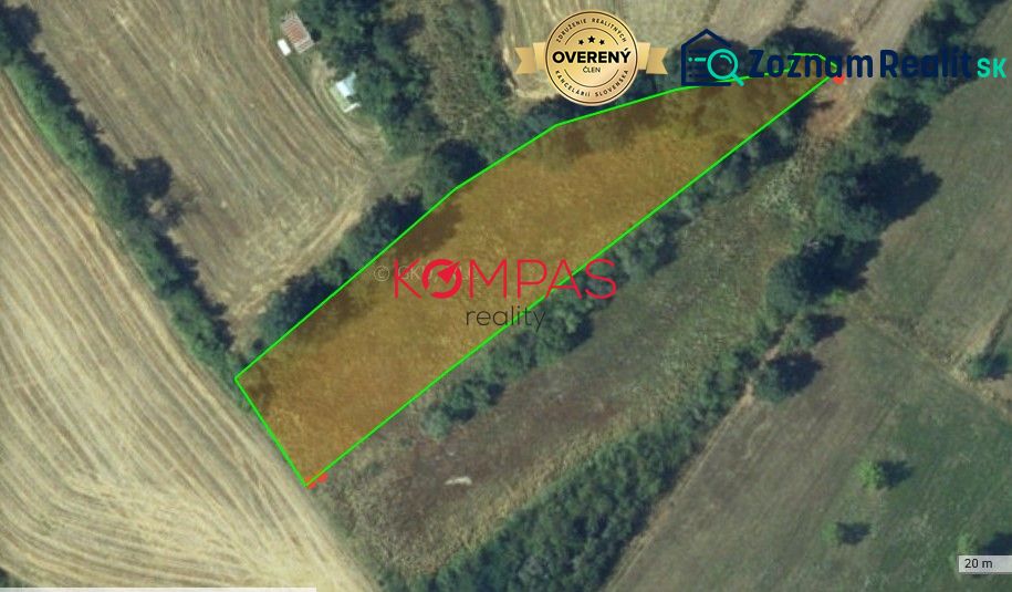 Agricultural and forest lands near Krupina, bordered by a green line in nature.