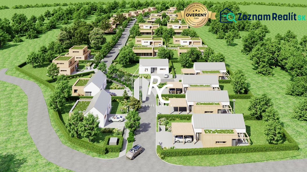 Visualization of housing in Laclavá, Abramová with plots - housing, surrounded by greenery.