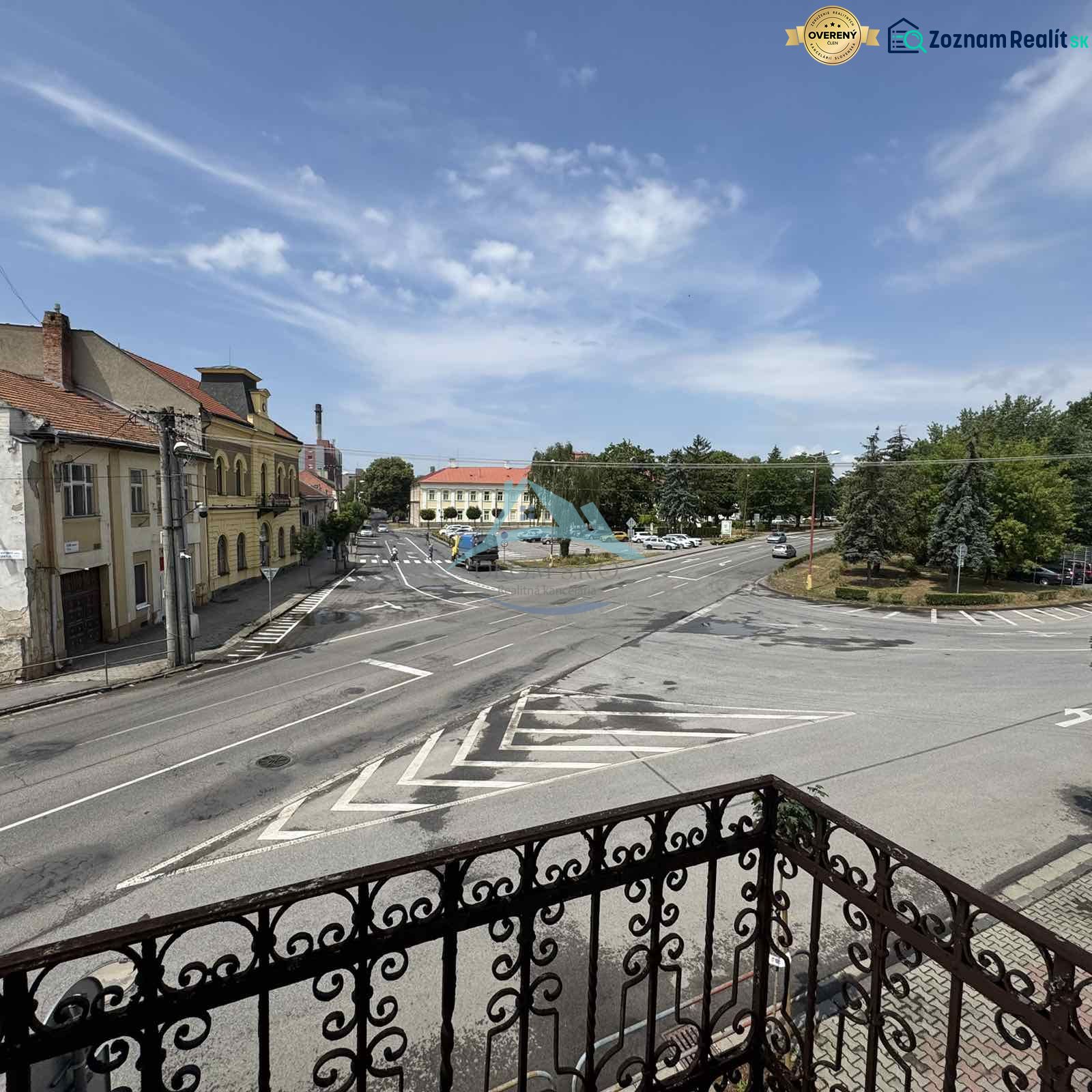 View from the balcony of abandoned commercial spaces in Šahy on the Main Square.