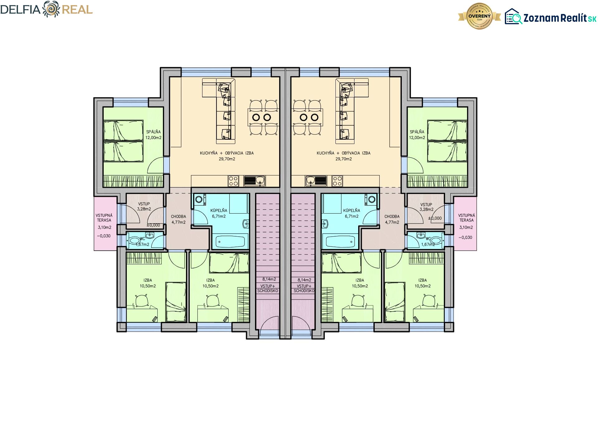 Floor plan of a 4-room apartment with a kitchen and living room.