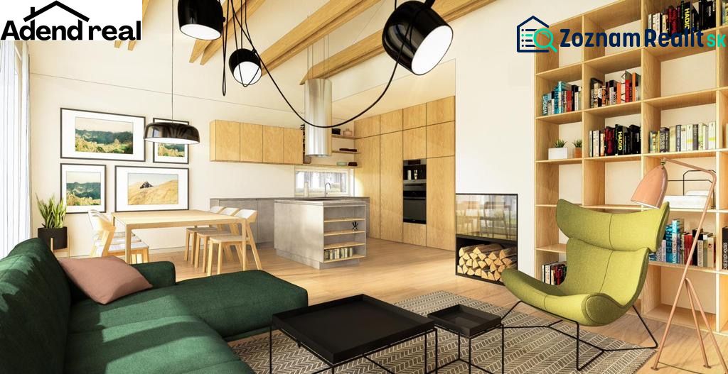 A living room in a family house with light furniture and a wooden-patterned floor.