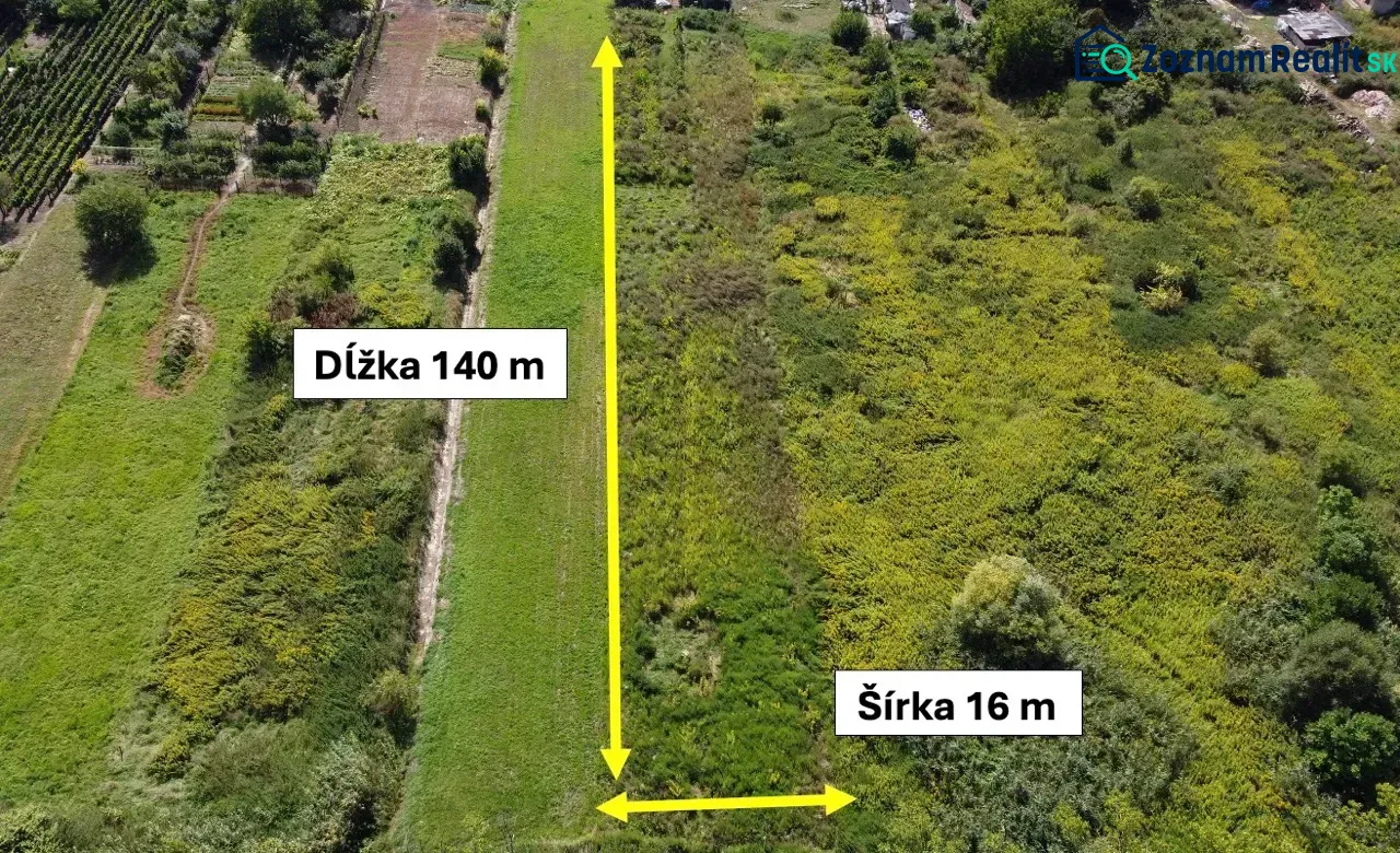 Residential plots in Bátorové Kosihy with greenery and visible dimensions.